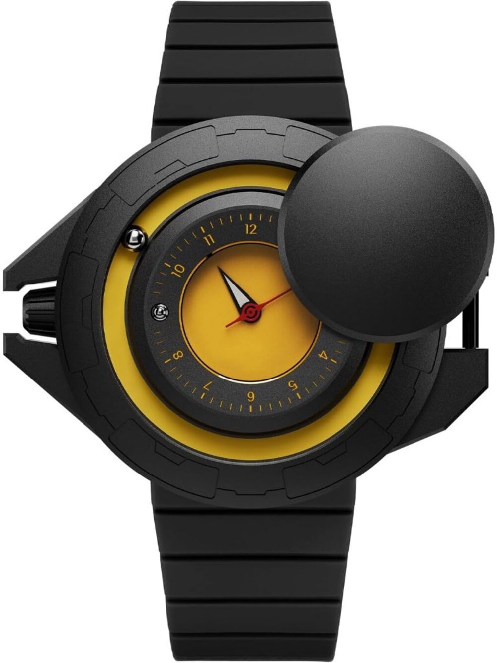 Men's Yellow Unique Rolling Track Analog Timepiece Quartz Waterproof Wrist Watch